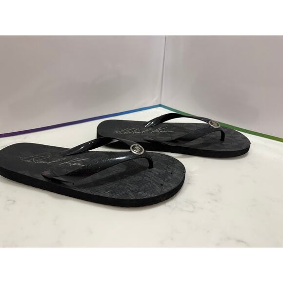 MK Michael Kors Flip Flops Black Classic Size 10 - Picture 4 of 8